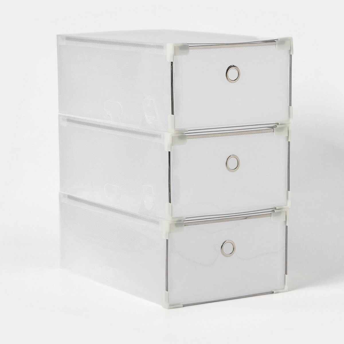 Коробка для хранения обуви выдвижная доляна large size, 21×33,5×12 см, 3 шт, цвет белый коробка универсальная makel 10010 оп mimoza белый