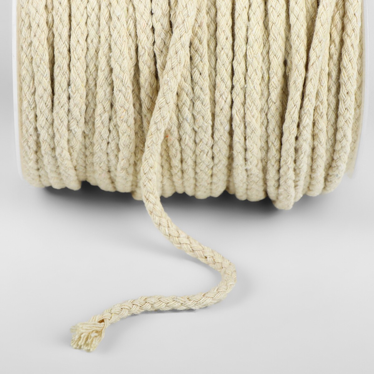 Шнур для плетения, хлопчатобумажный, без сердечника, d = 5 мм, 50 ± 1 м, цвет белый No brand 010541703 - фото 3
