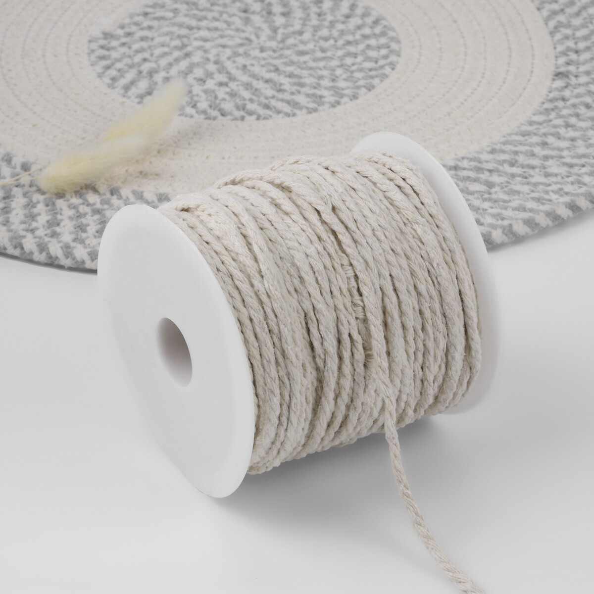 Шпагат для плетения, хлопчатобумажный, d = 4 мм, 50 м, цвет белый No brand