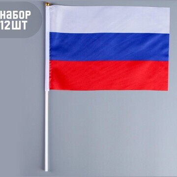 Флаг россии, 20 х 30 см, шток 40 см, пол