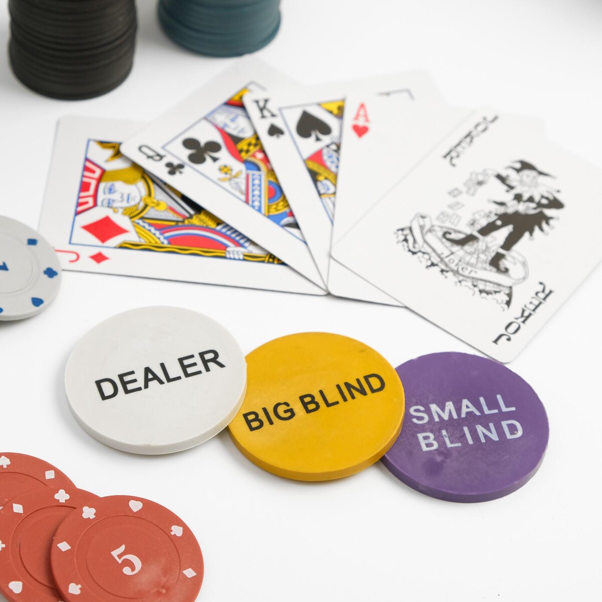 Покер, набор для игры (карты 2 колоды, фишки 200 шт.), с номиналом, 60 х 90 см No brand 010577707 - фото 3