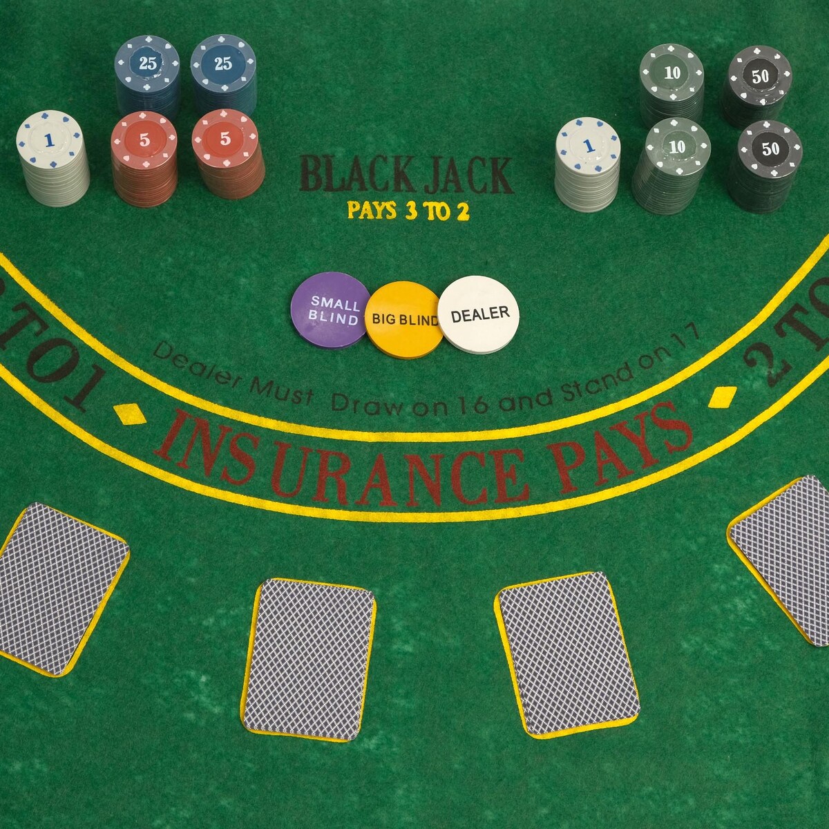 Покер, набор для игры (карты 2 колоды, фишки 200 шт.), с номиналом, 60 х 90 см No brand 010577707 - фото 2