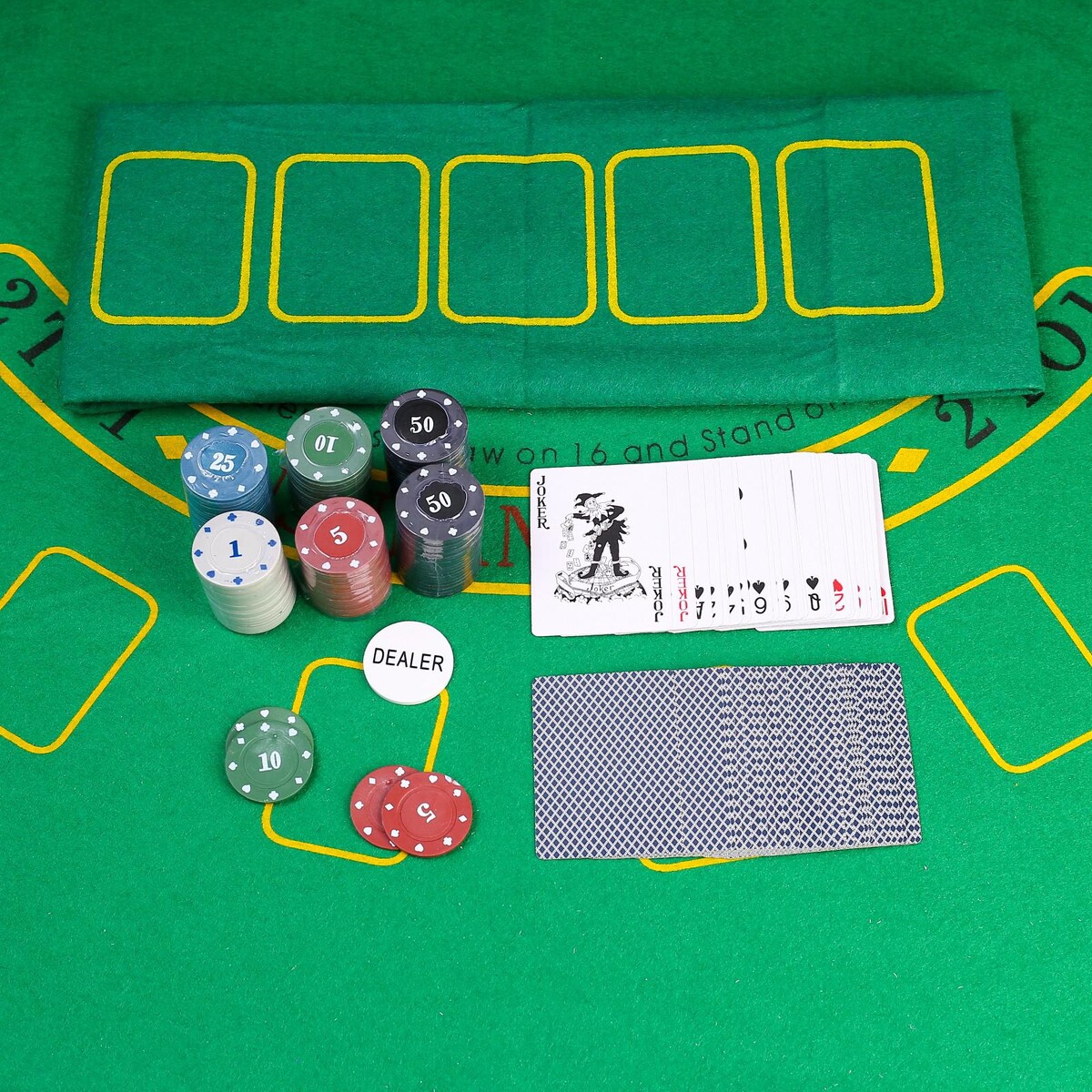 Покер, набор для игры (карты 2 колоды, фишки 120 шт.), с номиналом, 40 х 60 см No brand 010577737 - фото 2