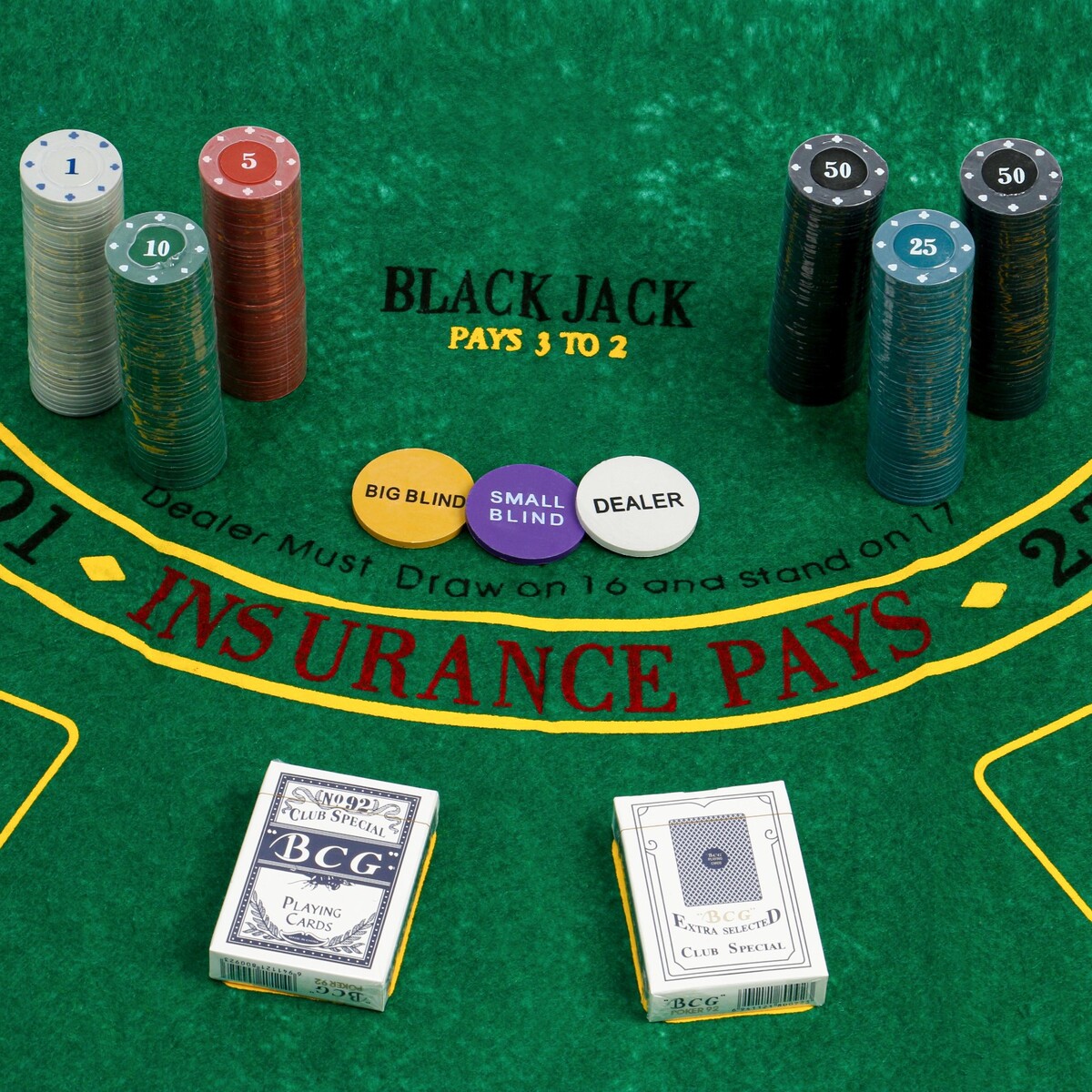 Покер, набор для игры (карты 2 колоды, фишки 300 шт.), с номиналом, 60 х 90 см No brand 010577764 - фото 2