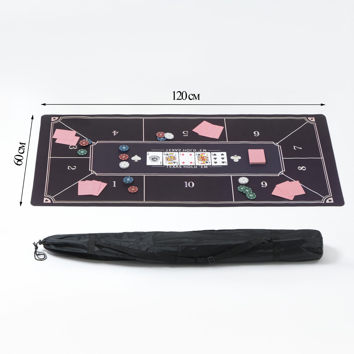 Сукно для покера, прорезиненное, 120 х 60 см, толщина 3 мм. черное сукно hainsworth snooker match 198 см оливковое 81 801 98 1