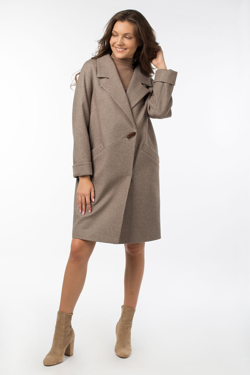Пальто женское демисезонное EL PODIO, размер 44, цвет коричневый