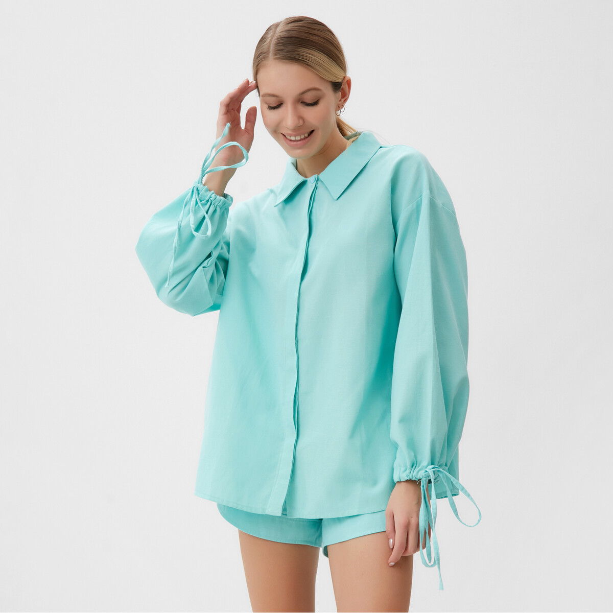 Комплект блузка шорты MINAKU, размер 42, цвет зеленый 010617660 - фото 3