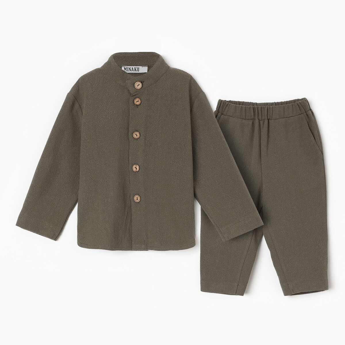 Комплект рубашка брюки MINAKU, размер 80, цвет зеленый