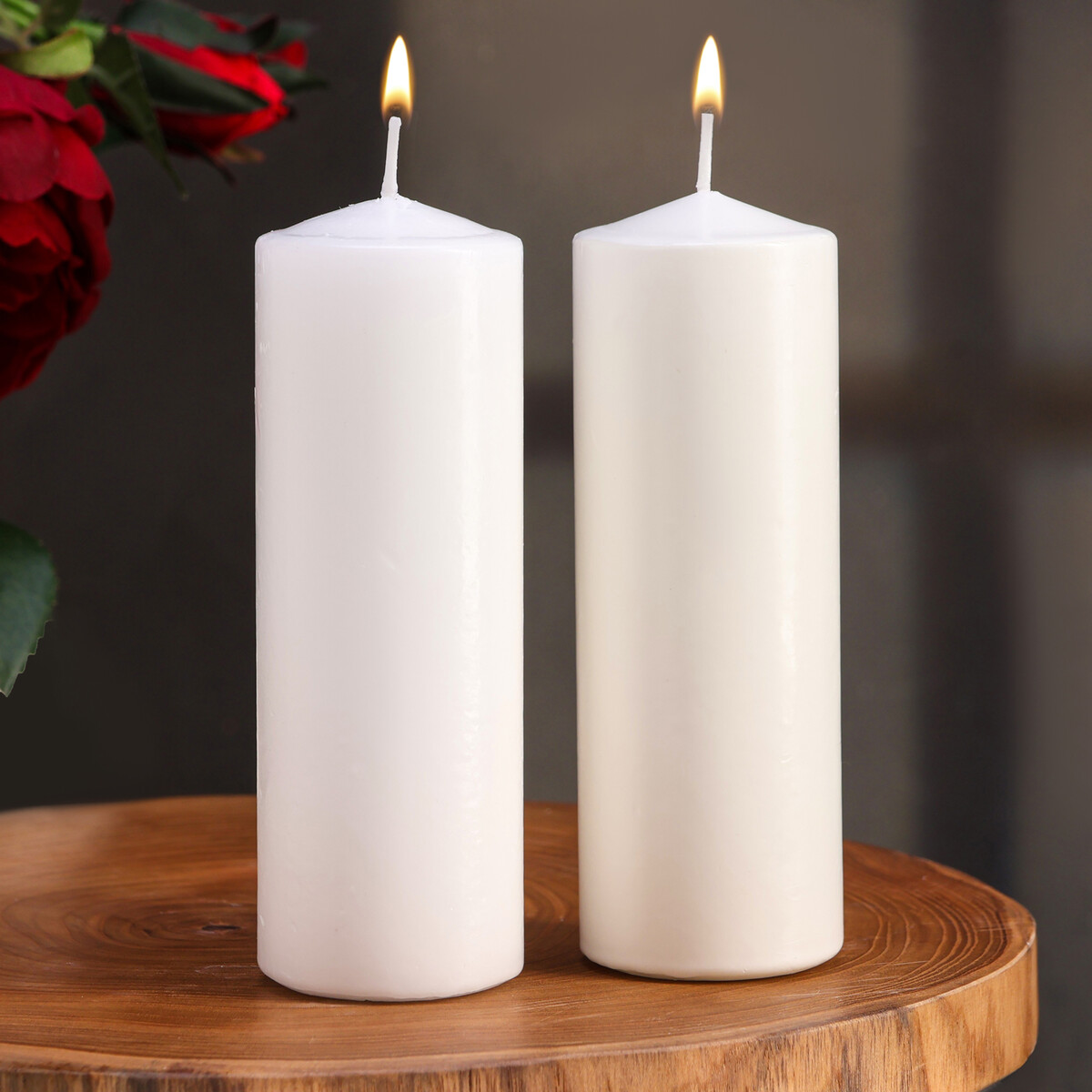 Набор свечей цилиндров, 5х15 см, 2 шт, белая банка для свечей стекло с крышкой релакс 120 мл белая круглая 5х7х7 см