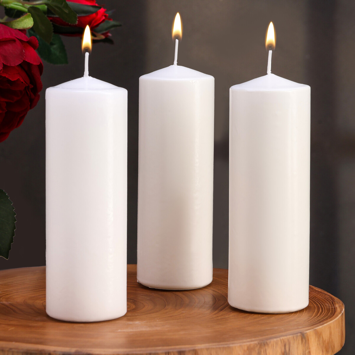 Набор свечей цилиндров, 5х15 см, 3 шт, белая банка для свечей стекло с крышкой релакс 120 мл белая круглая 5х7х7 см