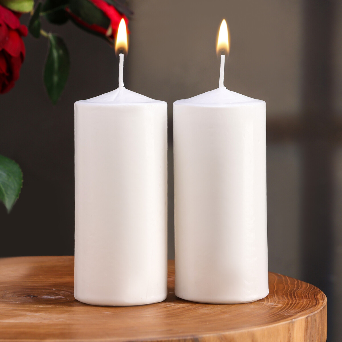 Набор свечей цилиндров, 5х12 см, 2 шт, белая банка для свечей стекло с крышкой релакс 120 мл белая круглая 5х7х7 см