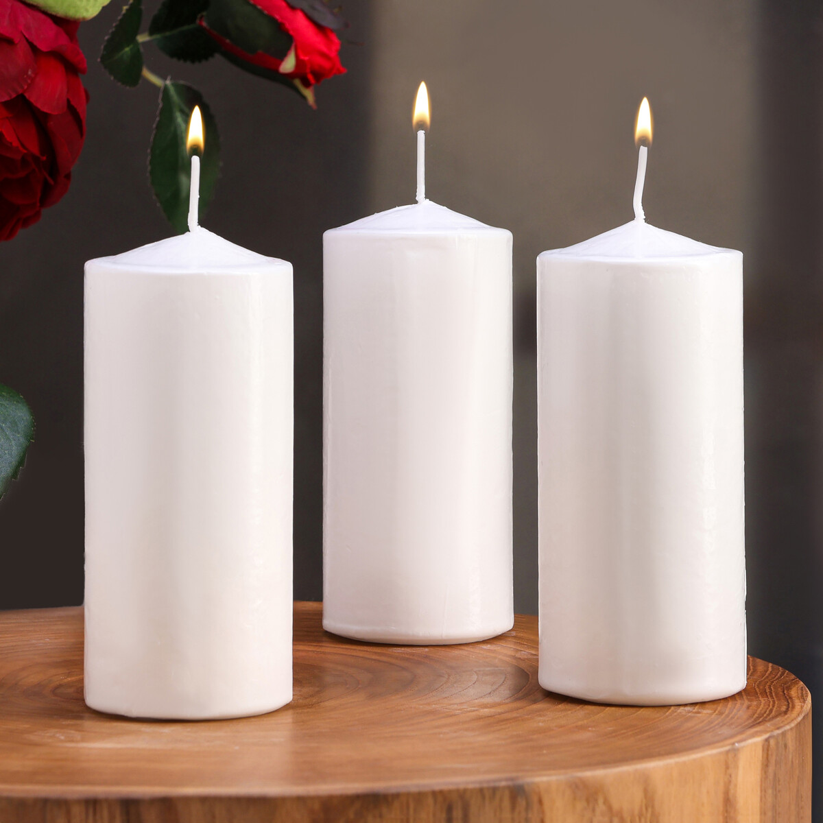 Набор свечей цилиндров, 5х12 см, 3 шт, белая банка для свечей стекло с крышкой релакс 120 мл белая круглая 5х7х7 см
