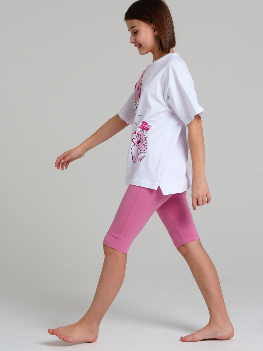 Комплект трикотажный фуфайка футболка бриджи пижама брюки классического пояс