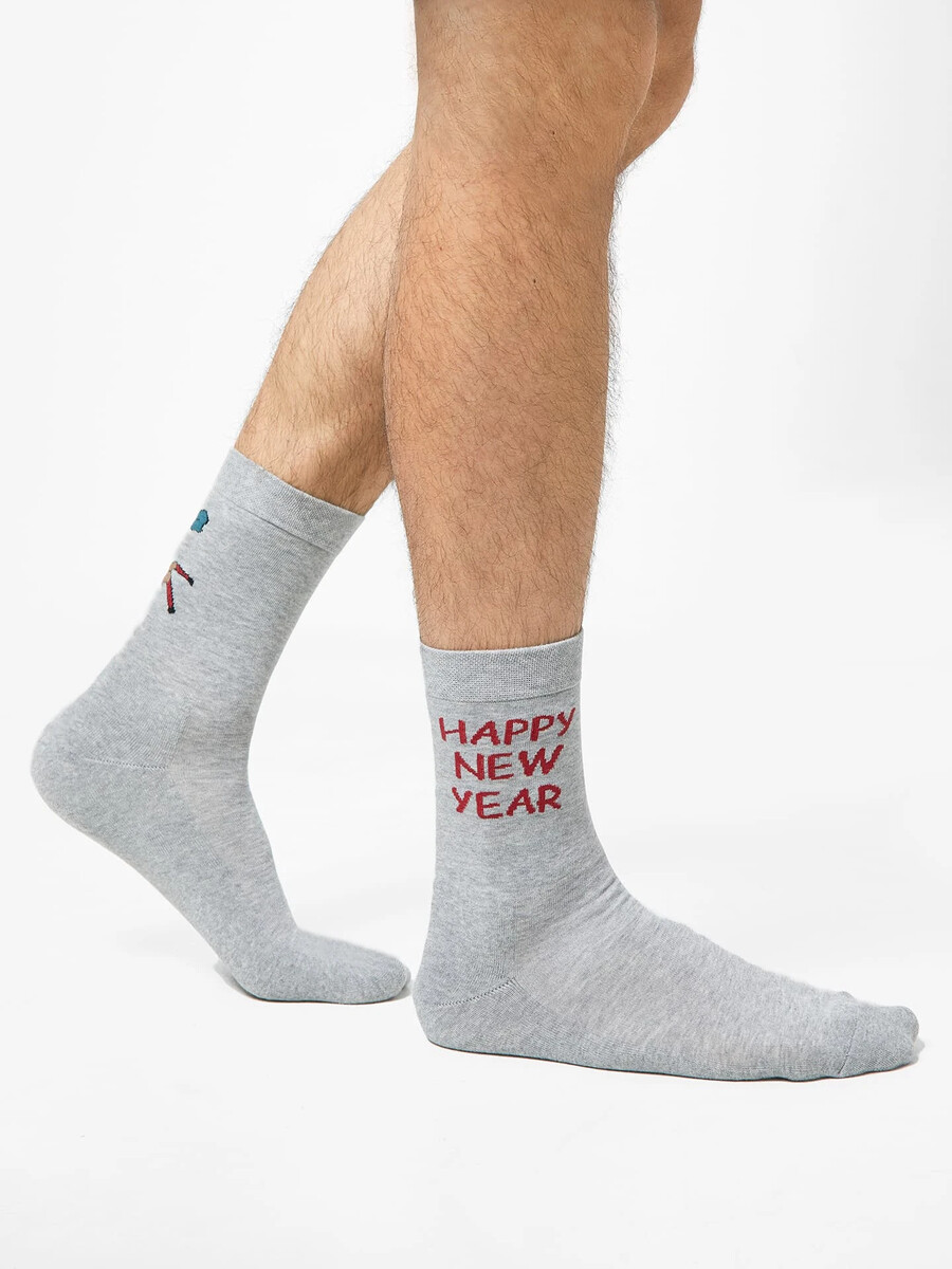 Высокие мужские носки с махровой стопой в оттенке