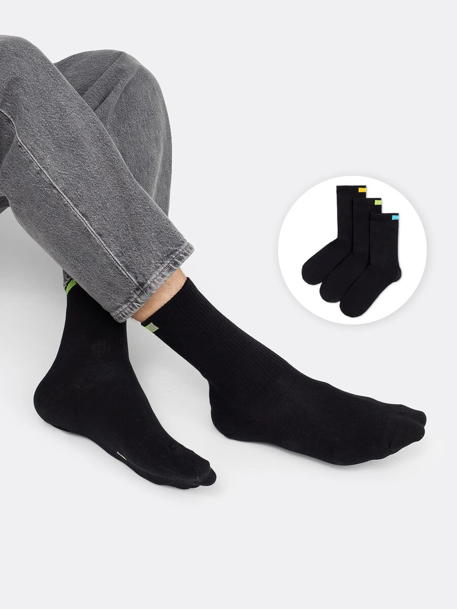 Мультипак высоких мужских носков черного цвета (3 пары) Mark Formelle