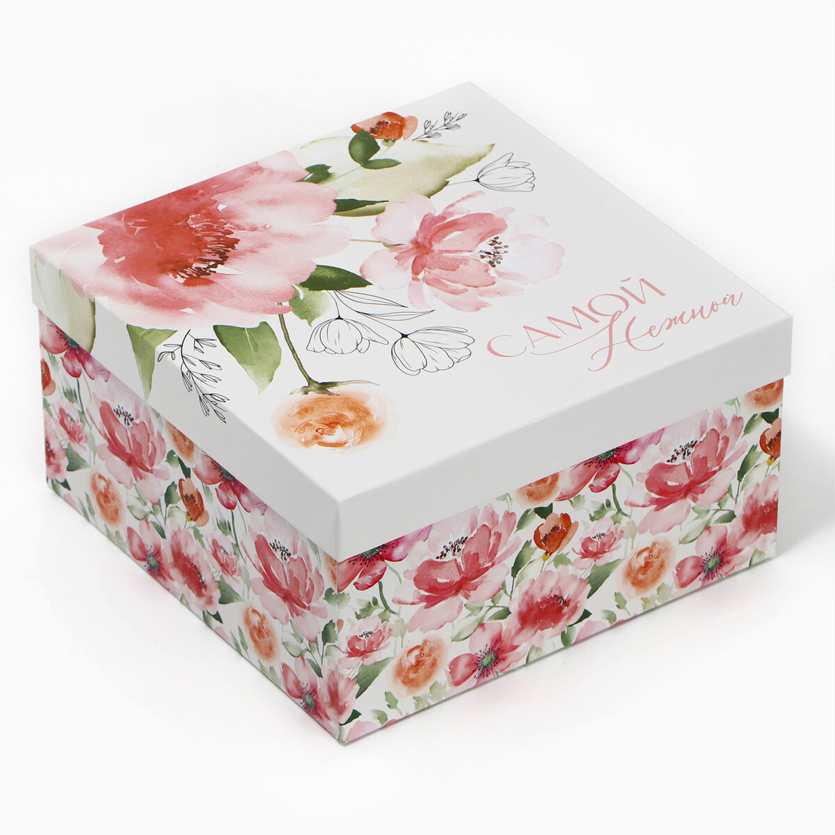 Коробка подарочная квадратная, упаковка, шкатулка кожзам для украшений элегия квадратная розовый 5х10х10 см