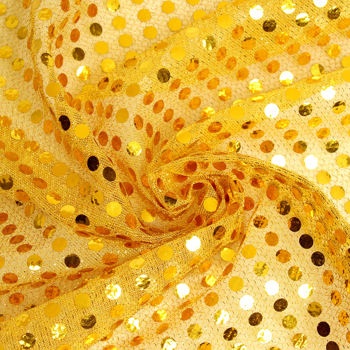 Отрез для рукоделия, сетка с пайетками, цвет желтый, 47,5 × 50 см