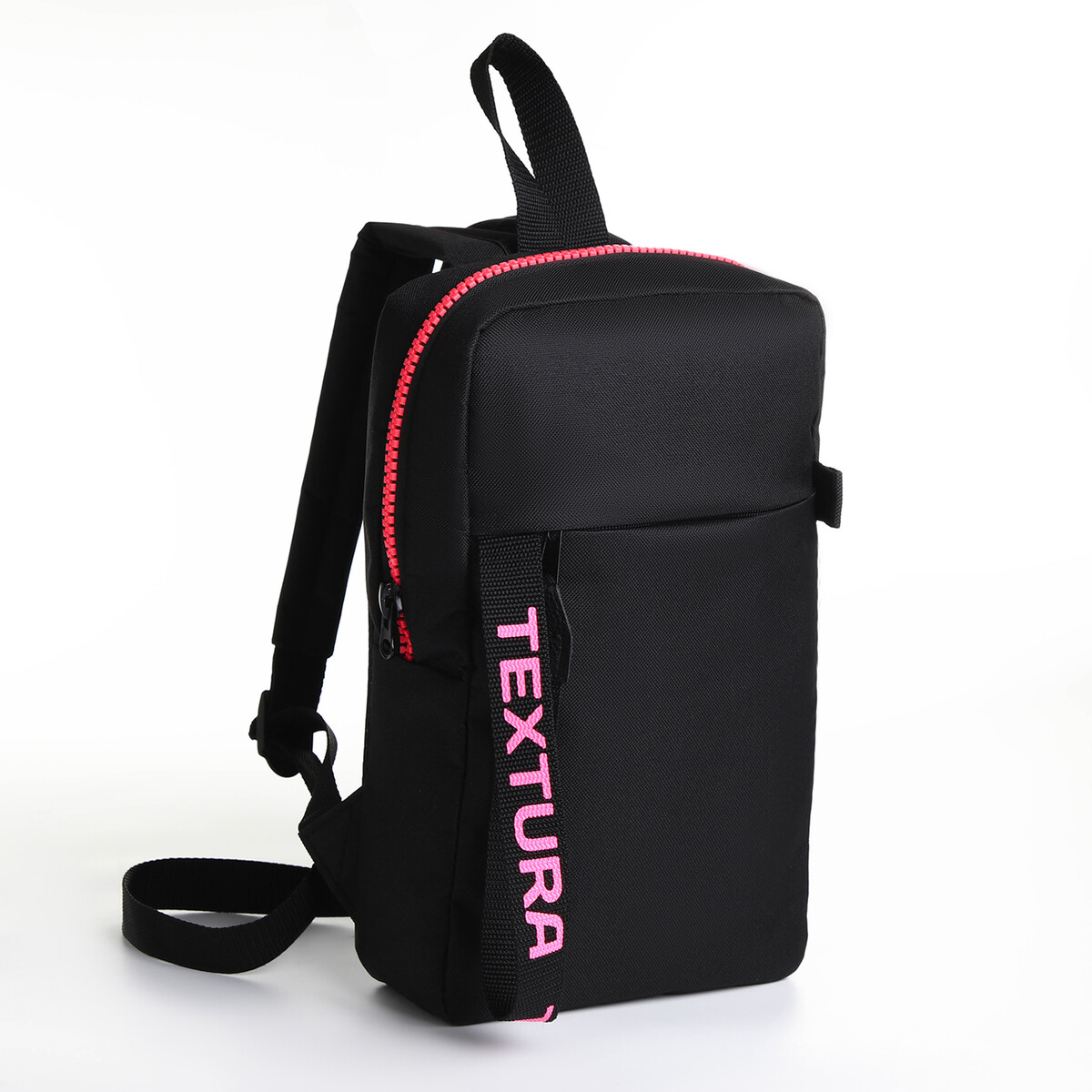 Рюкзак на молнии textura, наружный карман, цвет черный/розовый рюкзак женский aria textura 22 9 25 отд на молнии н карман регул лямки белый