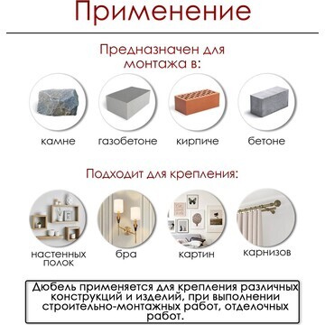 Дюбель тундра, тип s, распорный, полипро