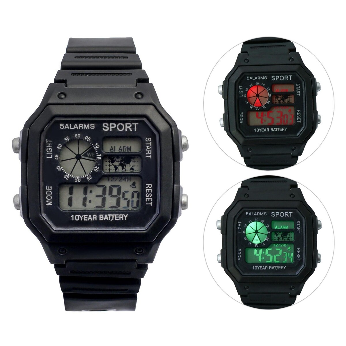 Часы наручные электронные sport, ремешок силикон 24.5 см apple watch series 9 cellular корпус сияющая звезда 45mm ремешок sport loop спортивный ремешок сияющая звезда