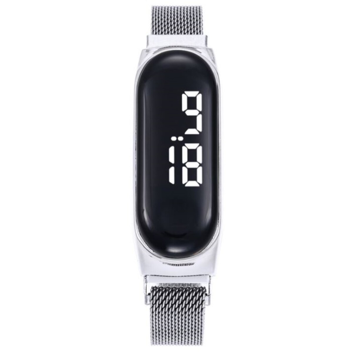 Часы наручные электронные мужские, магнитный браслет, серебристые футляр под браслет цепочку часы