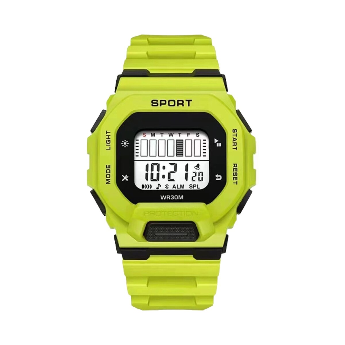 Часы наручные электронные, d-4.5 см, с будильником, зеленые No brand