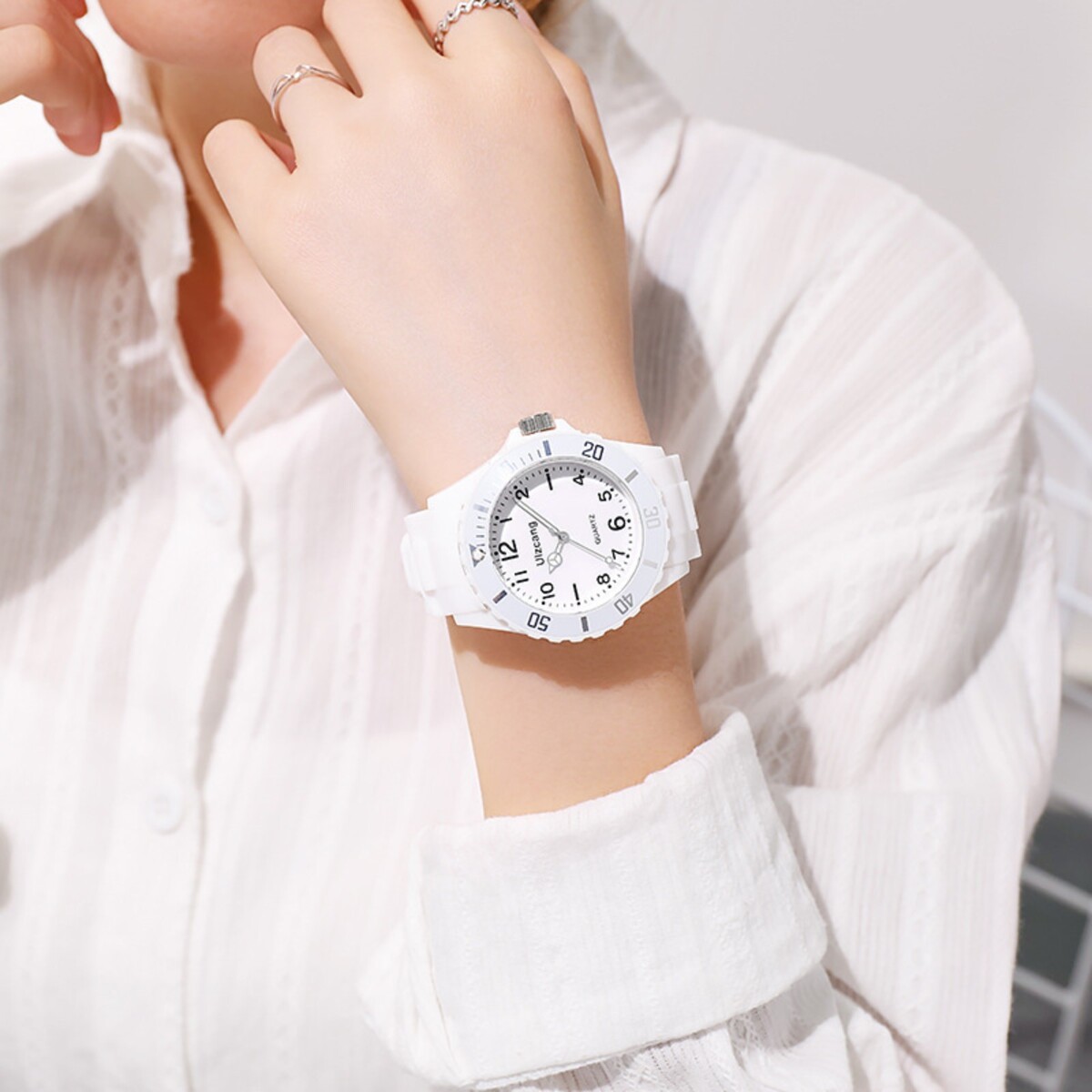 Часы наручные женские, d-4,5см, ремешок силикон, белые часы наручные женские d 5 см ремешок силикон черные