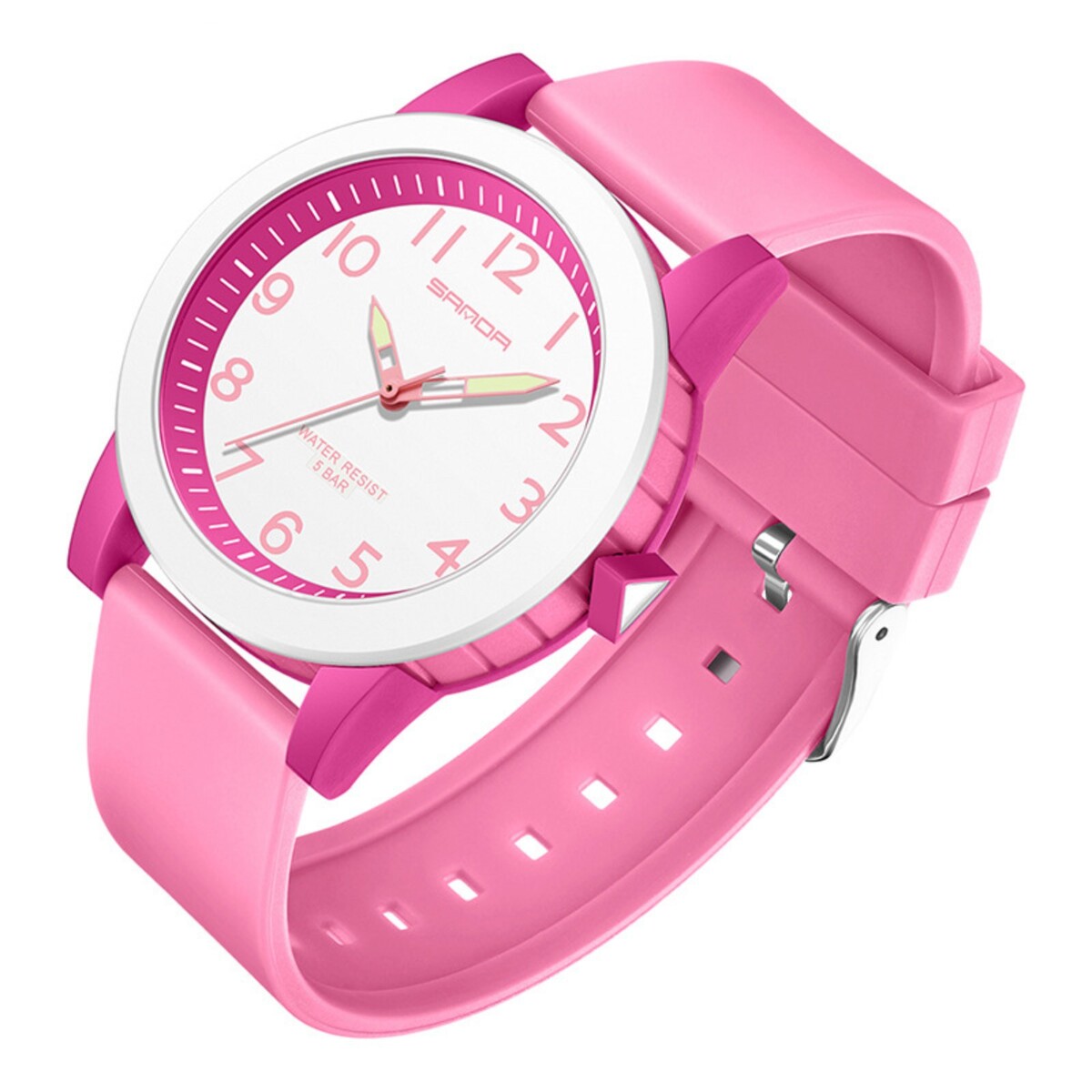 Часы наручные детские, d-3.4 см, водонепроницаемые, светящиеся, ремешок силикон, розовые очки для плавания atemi s307 детские pvc силикон жёлтый розовый белый