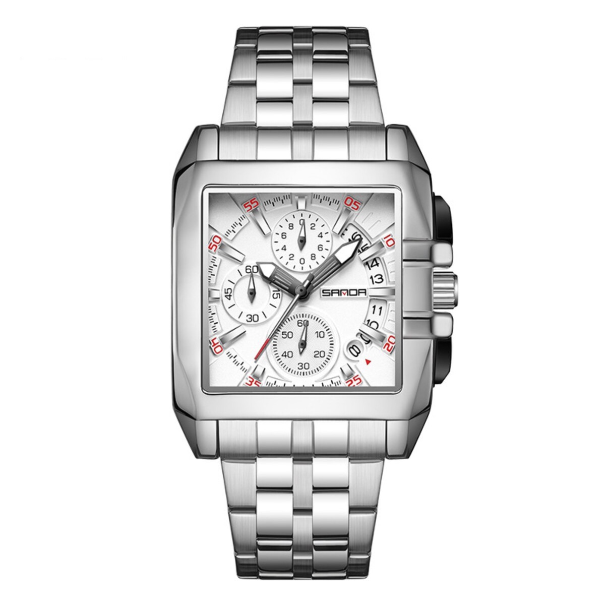 Часы наручные, d-4.5 см, календарь, хронограф, водонепроницаемые, светящиеся, серебро часы наручные мужские d 4 2 см серебро