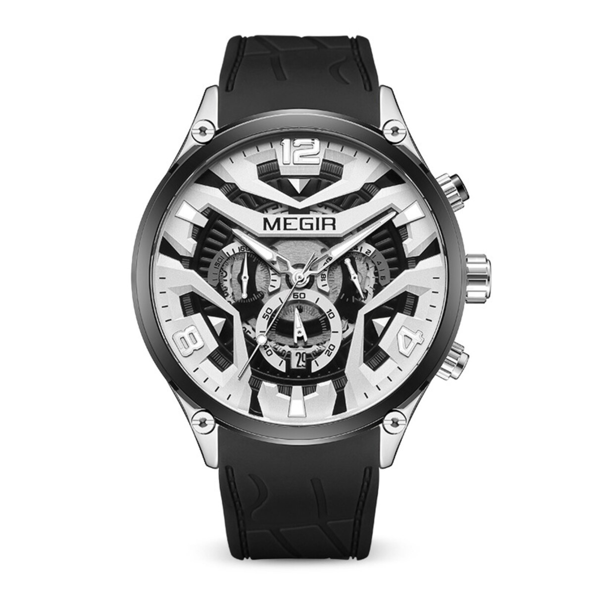 Часы наручные мужские, d-4.6 см, с хронографом, 3 атм, светящиеся, черные часы наручные мужские d 4 см черные с белым циферблатом