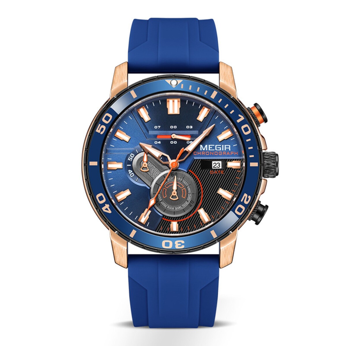 Часы наручные мужские, d-4.6 см, с хронографом, 3 атм, светящиеся, синие