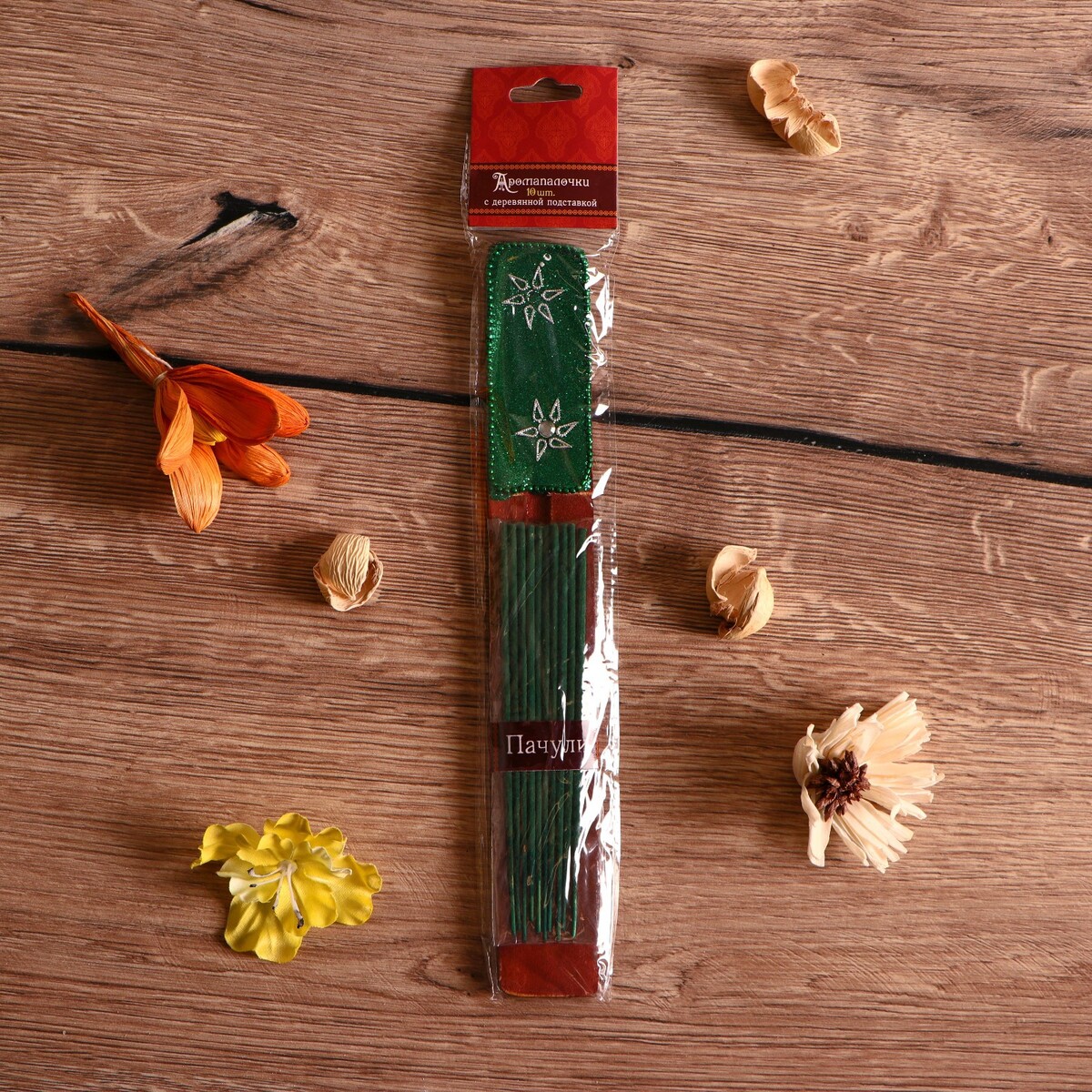 Набор karma 10 палочек с деревянной подставкой пачули благовония escents of india аромапалочки набор 30 шт с подставкой сандаловое дерево