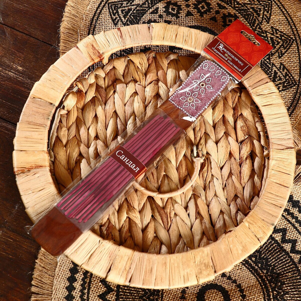 Набор karma 10 палочек с деревянной подставкой сандал подставка для подогрева блюд 20×20×8 см с деревянной подставкой