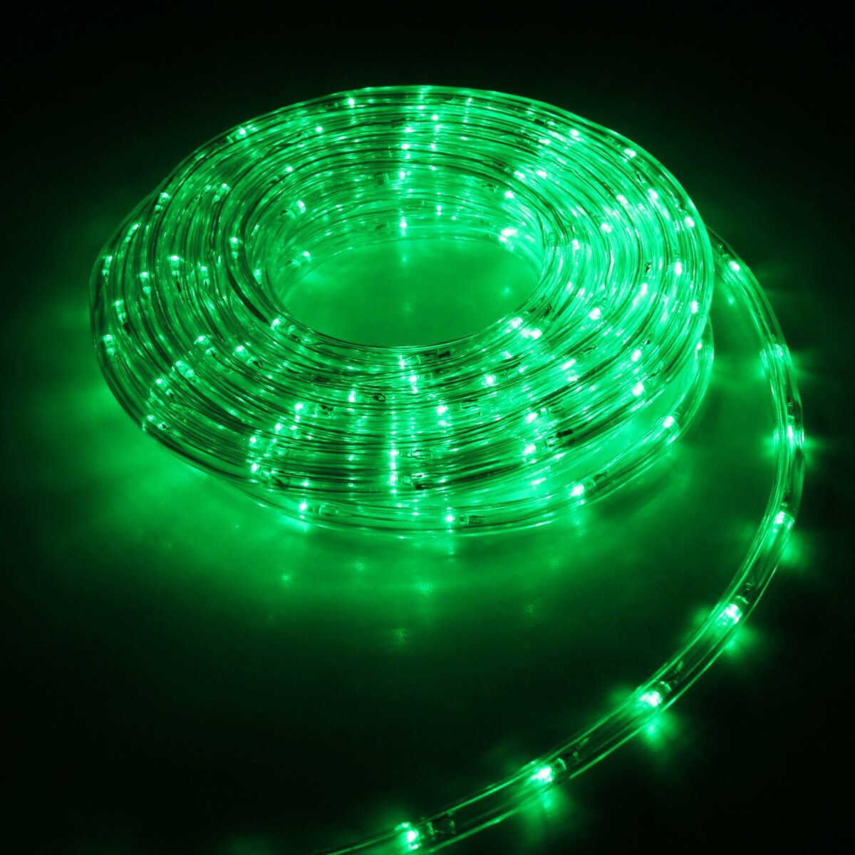 Световой шнур luazon lighting 10 мм, ip65, 5 м, 24 led/м, 220 в, 8 режимов, свечение зеленое
