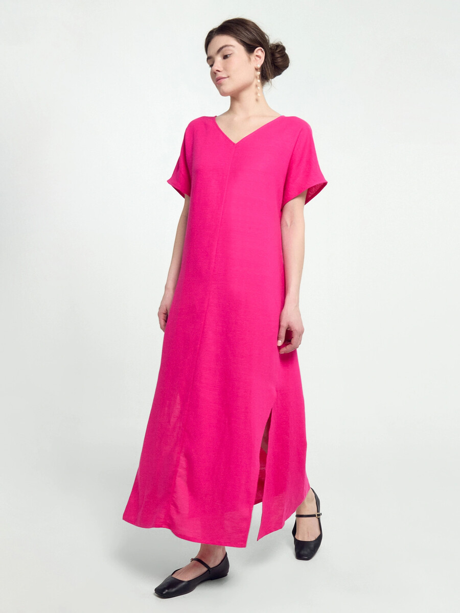 Платье женское домашнее в розовом цвете изо льна и вискозы платье из вискозы на тонких бретелях в мелкий яркий очек