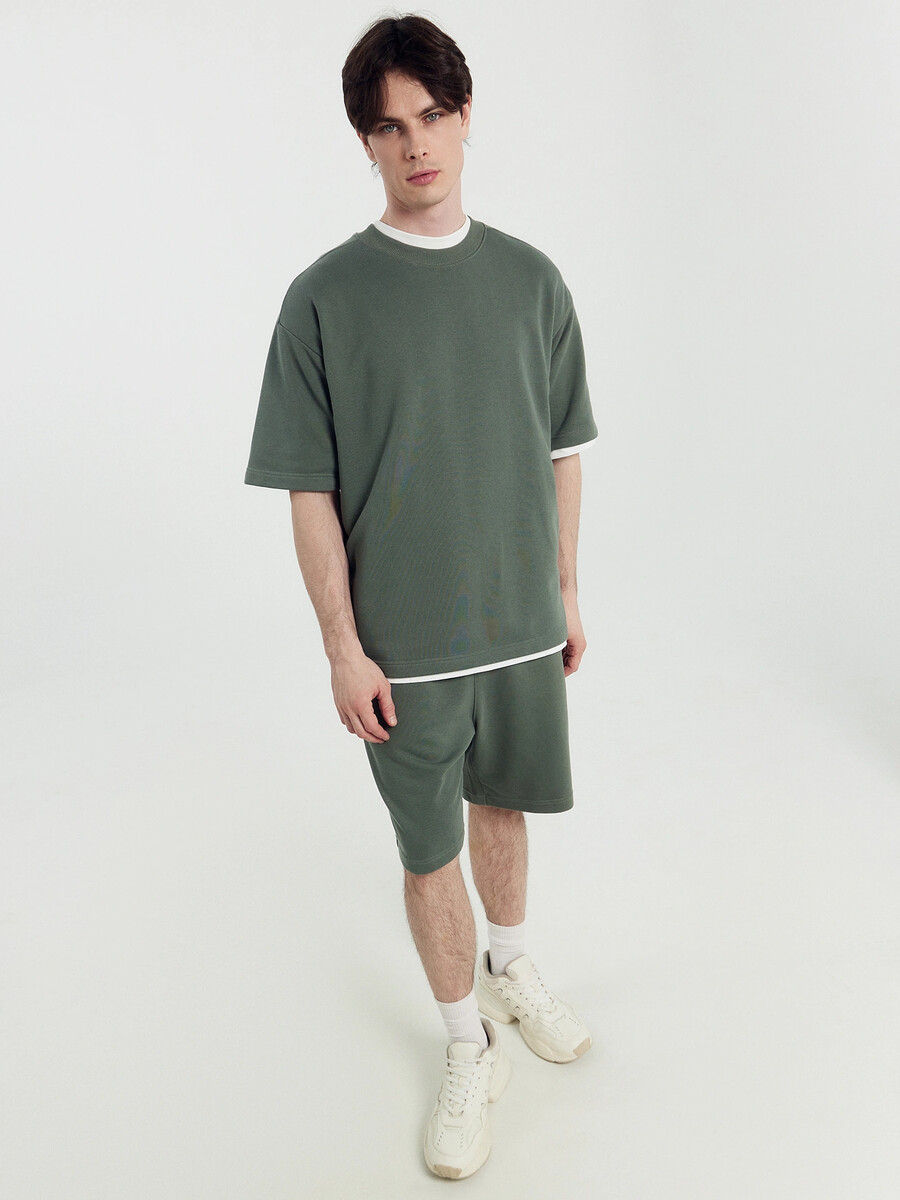 Комплект мужской (футболка, шорты) Mark Formelle, размер 44, цвет хаки