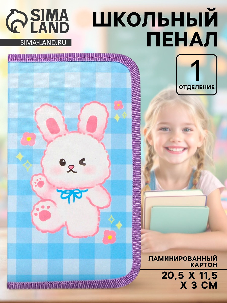 

Пенал школьный, 1 секция, 11.5×20.5×3 см, Сиреневый;голубой