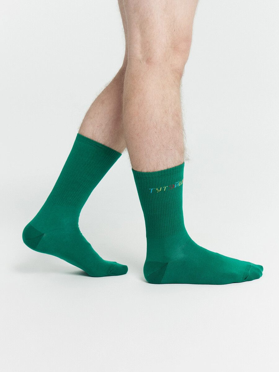Носки мужские зеленые с рисунком в виде надписи Mark Formelle, размер 40, цвет зеленый