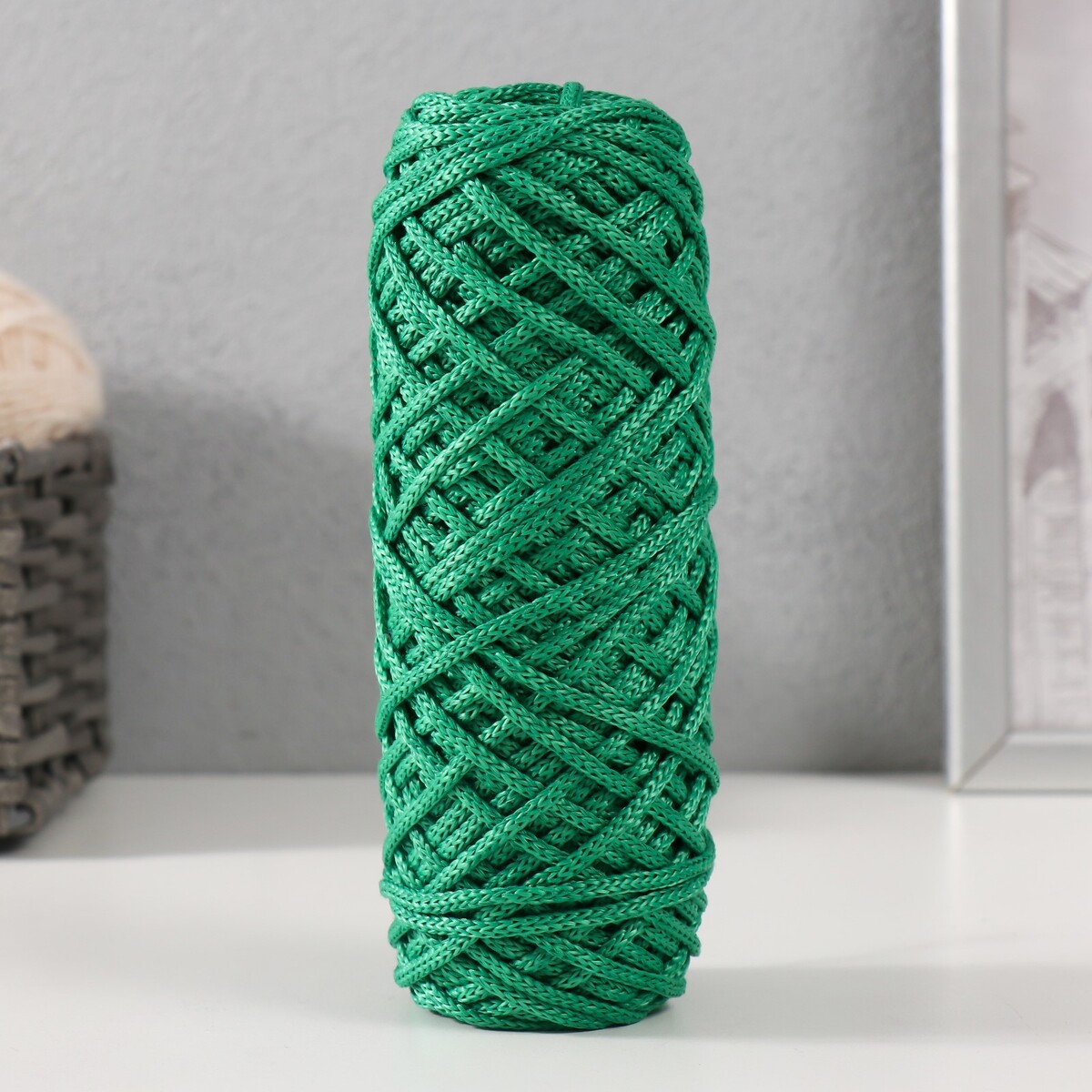 Шнур для вязания 35% хлопок,65% полипропилен 3 мм 85м/160±10 гр (нефрит) No brand