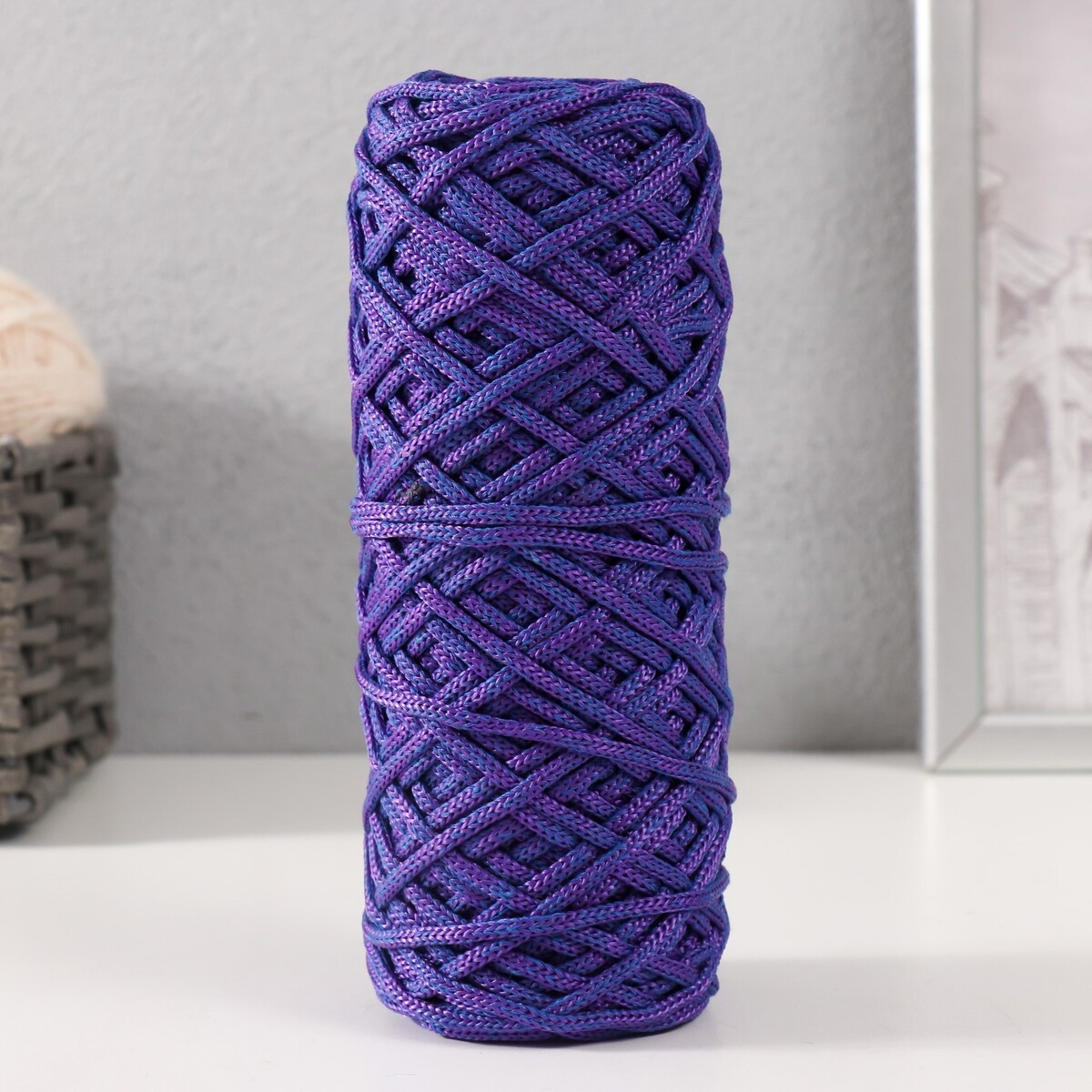 Шнур для вязания 35% хлопок,65% полипропилен 3 мм 85м/160±10 гр (сапфир/фиолетовый)