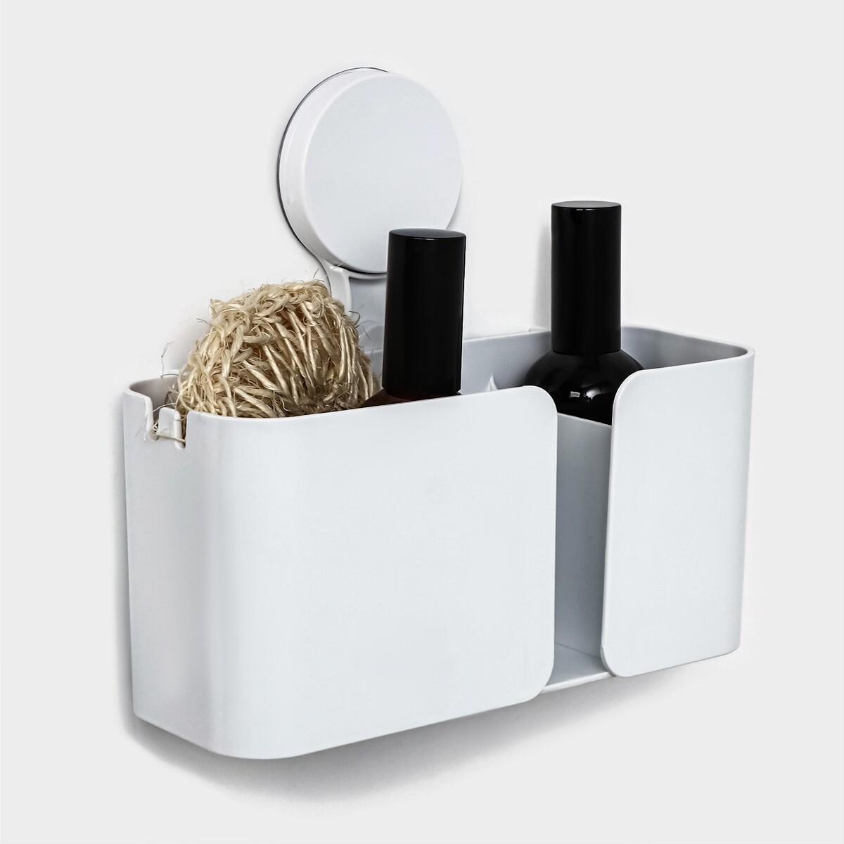 Держатель для ванных принадлежностей на липучке доляна, 21×19×9 см, цвет белый держатель для кухонных принадлежностей доляна 18×12 5×12 5 см белый