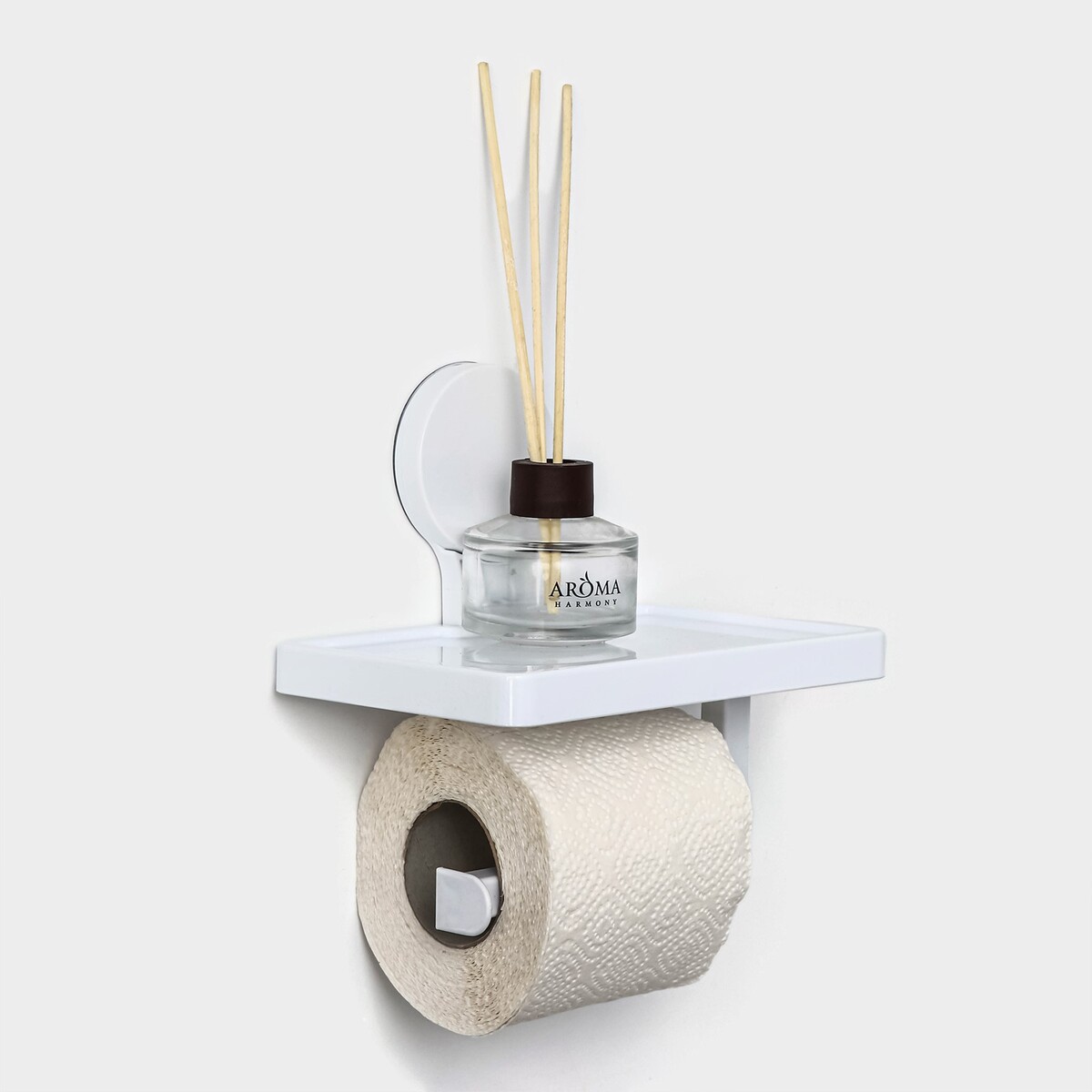 Держатель для туалетной бумаги на липучке доляна, 17×18×11,5 см, цвет белый держатель для сковороды доляна сливки белый