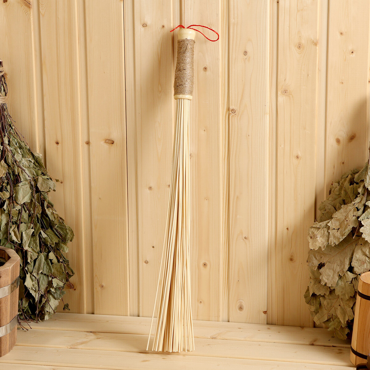 Веник массажный из бамбука 60см, 0,2см прут джутовая ручка веник массажный для бани с толстыми прутьями