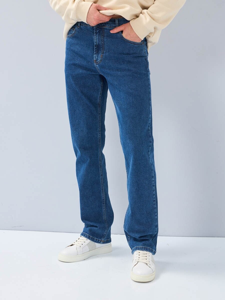 Джинсы широкие джинсы с накладными карманами