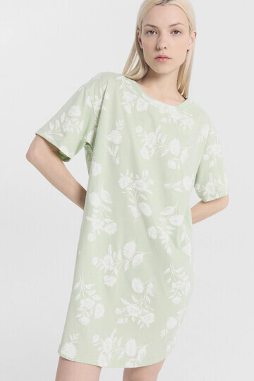 Сорочка ночная женская зеленая с цветами