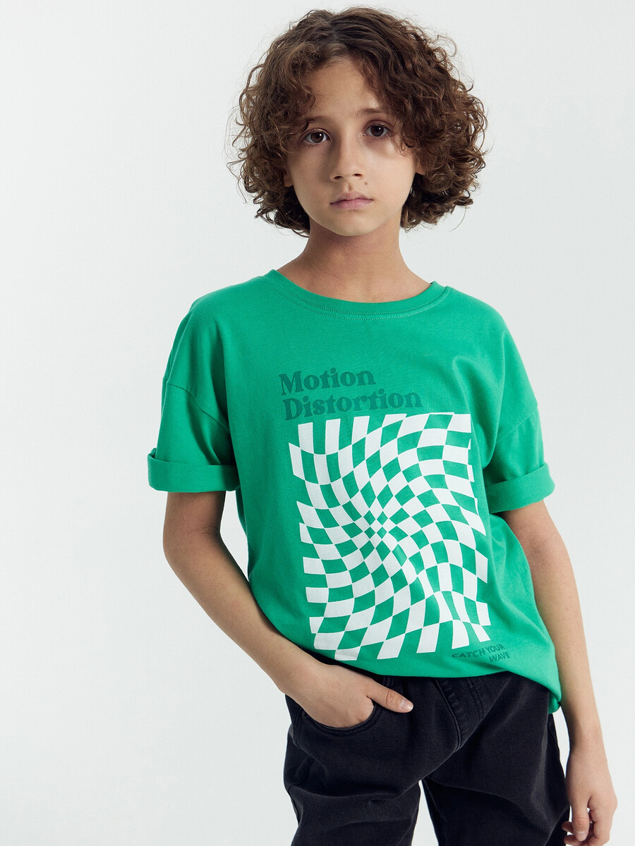 Футболка для мальчиков зеленая с печатью футболка для мальчиков зеленая с текстом принтом