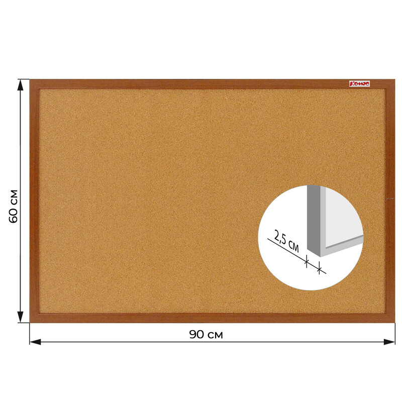 

Доска пробковая 60х90 см Комус Premium