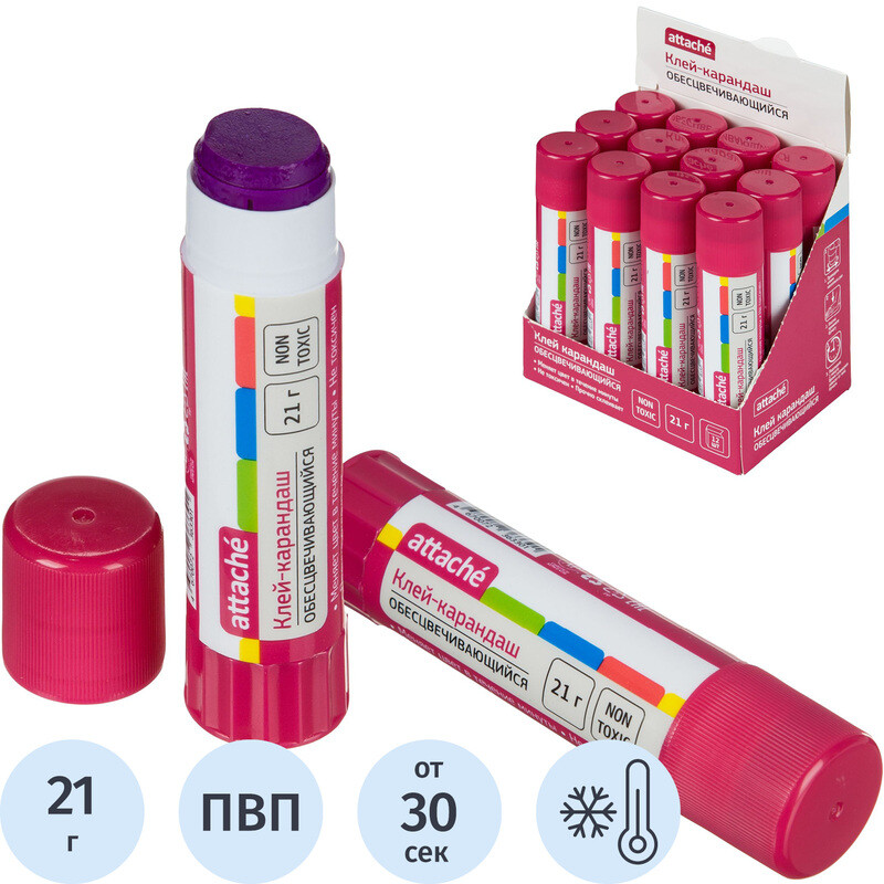 

Клей-карандаш Attache 21 г обесцвечивающийся