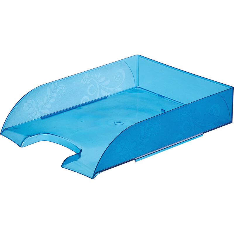 

Лоток горизонтальный для бумаг Комус Русская серия пластиковый синий