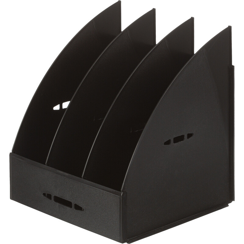 

Лоток вертикальный для бумаг 240 мм Attache пластиковый черный скругленный с монолитными перегородками 3 отделения